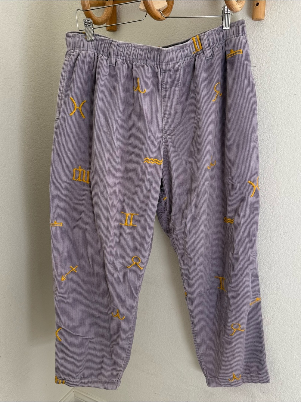 Urban Outfitters corduroy purple lavender embroidery Zodiac Pants Astronomy